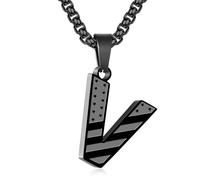 Zocomi American Flag Initial Pendant Necklace for Men Boys, 316L Stainless Steel A-Z Letter Box Chain 20+2 Inches Jewelry Gifts, Stainless Steel, No Gemstone