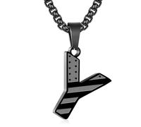 Zocomi American Flag Initial Pendant Necklace for Men Boys, 316L Stainless Steel A-Z Letter Box Chain 20+2 Inches Jewelry Gifts, Stainless Steel, No Gemstone