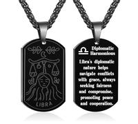 Zocomi Zodiac Sign Dog Tag Necklace for Men Boys, Stainless Steel Horoscope Astrology Pendant Chain Birthday Jewelry Gifts 24Inches, *Gemini, Stainless Steel, No Gemstone