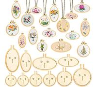 ZOCONE 10 Pack Mini Embroidery Hoops - Small Round & Oval Wood Hoops for DIY Embroidery Projects