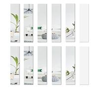 ZOCONE 12-Pack Mirror Stickers, 20 x 5cm Acrylic Wall Mirror Tiles, Self-Adhesive, Unbreakable, Shatterproof, Minimalist, Space Theme, Bedroom & Living Room Decor