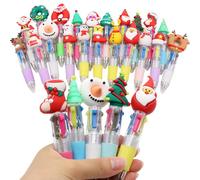 ZOCONE 20 Pcs Christmas Multicoloured Pen 4 in 1 Retractable Cartoon Ballpoint Pens Multi Coloured Pens All in One, 0.5MM Christmas Fun Pens 4 Color Animal Multi Colour Pen for Party Bags Fillers