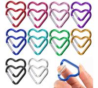 ZOCONE 20 Pcs Heart Carabiner Clip Heart, 10 Colour Aluminum Alloy Snap Clip, Carabiner Hooks in Heart Shape，Colourful Carabiner Hook for Hiking, Camping, Fishing and Backpacking