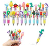 ZOCONE 22 Pcs Multicoloured Pen 4 in 1 Retractable Ballpoint Pens Multi Coloured Pens All in One, 4 Color Cartoon Animal Multi Colour Pen for Party Bags 0.5MM Fun Pens for Kids Gift School Supplies