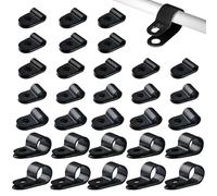 ZOCONE 290 Pcs R Type Cable Clips - 5 Sizes Black P Clips 5-12.7mm | Nylon Cable Cleats for Electrical Wire Organization