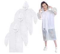 ZOCONE 3 Pack Clear Poncho Kids Waterproof Rain Poncho, Reusable Raincoats with Hood, EVA Clear Rain Poncho Waterproof Kids Portable Rain Coat for School, Outdoor