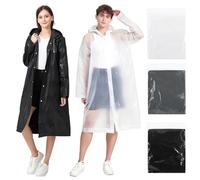 ZOCONE 3 Pack Clear Raincoat Rain Ponchos for Adults Waterproof Reusable EVA Portable Travel Rain Poncho Long Plastic Festival Raincoat Adults with Hoods and Sleeves for Emergency Outdoor Camping (3)