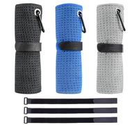 ZOCONE 3 Pack Golf Towel, 30*30cm Golf Towels for Golf Bags with Clip, 3 Colour Microfiber Golf Towels for Men Women, Tri Fold Golf Bag Towel with 3 Magic Strap, Cotton Golf Towel Cleaning Golf Ball