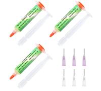 ZOCONE 3 Pcs 10ml Solder Flux Syringe with 3 Pusher 6 Needles, 138°C Low Temperature Syringe Solder Paste Sn42/Bi58 Lead Free Flux Soldering Paste, Soldering Flux for BGA, IC, PCB, CPU, LED, SMT