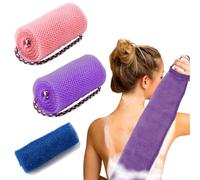 ZOCONE 3 Pcs African Net Sponge Set - 80x30cm Long Wash Net + 2 Exfoliating Nets 77x14cm - Nylon Deep Cleaning Cloth for Women and Men