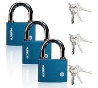 ZOCONE 3 PCS Iron Padlocks with Keys 32 MM Heavy Duty Iron Padlock with 9 Keys Outdoor Weatherproof Pad Lock, Small Padlocks for Shed Warehouse Security Office Locker