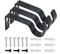 ZOCONE 3 PCS Metal Curtain Brackets for Poles, Heavy Duty Curtain Pole Bracket with 6-Set Wall Plug Screws for Poles Wall Rod Durable Curtain Rail Brackets--Rust Resistant
