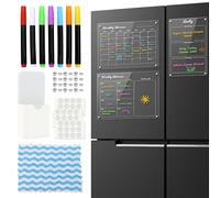 ZOCONE 3PCS Acrylic Calendar for Fridge 2026 Clear to Do List (40x30cm×2+30x20cm×1) Magnetic Fridge Planner for Kitchen Office Classroom Meal Planner Refrigerator Weekly with Pens and Holder, Towel