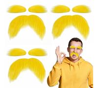 ZOCONE 3Pcs Lorax Mustache and Eyebrows Cosplay Costume Accessories Self-adhesive Fake Yellow Beard and Eyebrow Set for Men Women Funny Lorax Beard Yellow Moustache and Eyebrows for Costume Play