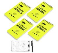 ZOCONE 4 Pack Waterproof Notebook 3x5'' Spiral Notebook Pocket with Pen, 50 Sheets per Small Notepad Waterproof Mini Spiral Notepads Pocket Size for Reporters Office School (B)