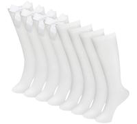 ZOCONE 4 Pairs White Knee High Socks for Girls - Back to School Uniform With Bow, Long Cotton Mid Calf Socks for 8-12 Years, UK 12-3