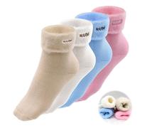 ZOCONE 4 Pairs Winter Warm Fluffy Socks for Women, 4 Colour Fluffy Bed Socks for Girls, Thermal Women Fuzzy Socks, Soft Slipper Sock - Sweet Christmas Birthday Thanksgiving Gifts for Women Girl