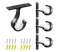 ZOCONE 4 Pcs Curtain Rail Brackets - Black Heavy Duty Curtain Pole Holder for 25mm-28mm Poles, Dual Use for Wall or Ceiling