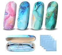ZOCONE 4 PCS Glasses Case Hard Shell Spectacle Cases with 4 Cleaning Cloth, Portable Eyeglass Case Hard Shell Glasses Case for Women Men