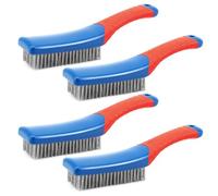 ZOCONE 4 Pcs Heavy Stainless Steel Wire Brush Set for Rust Removal Durable Wire Brushes for Cleaning for Cleaning Car Parts, Pots, Barbecue Grill Metal Brush for Rust with Silicone Grip