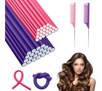 ZOCONE 40PCS Flexi Rods for Hair Thick, 80mm+120mm Foam Hair Rollers for Long Hair Satin Heatless Curlers Bendy Foam Hair Rollers for Short Medium Long Hairstyles (Pink, One Size)