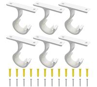 ZOCONE 6Pcs Curtain Rod Brackets, 28mm Ceiling Curtain Pole Hooks, Solid Curtain-Rail Brackets, Aluminum Alloy Hanging Rod Holder with Screws, for Ceiling Rods and Wardrobe Rods