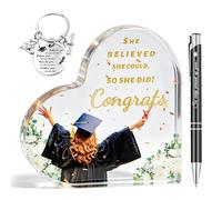 ZOCONE Gifts for Graduation for Her Acrylic Heart Plaque with Pen Keychain for Congratulations on Your Graduation Heart Shaped Acrylic Plaque for Daughter Granddaughter Inspirational Proverbs