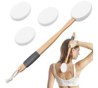 ZOCONE Lotion Applicator - 17'' Long Handled Back Cream Applicator with 2 Replacement Pads, for Cream, Moisturiser & Skincare (White)