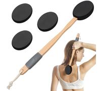 ZOCONE Lotion Applicator for Back 17'' Long Handled Back Cream Applicator with 2 Replacement Pads, Back Applicator for Cream Moisturiser, Long Wooden Handle Back Lotion Applicator for Skincare(Black)