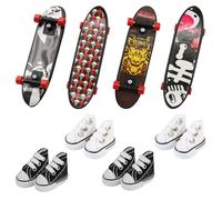 ZOCONE Mini Finger Shoes Skateboards Set - 4 Pairs Finger Scooter Shoes White & Black Mini Fingerboard Skateboard Shoes for Finger Toys with 4 Fingerboards for Finger Breakdance Party Bag Fillers
