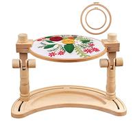ZOCONE Multifunctional Beech Wood Embroidery Hoop Stand with 2 Pcs 6'' 8'' Embroidery Hoops, Adjustable Rotated Embroidery Stand Cross Stitch Stand, Embroidery Hoop Holder for Embroidery Project (D)
