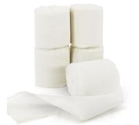 ZOCONE Off-White Chiffon Ribbon 5 Rolls 1.5'' x 5 Yd Chiffon Silk Satin Ribbon Set Handmade Frayed Fabric Ribbons for Wedding Decoration Gift Wrapping Bridal Bouquets Bow Making and DIY Craft