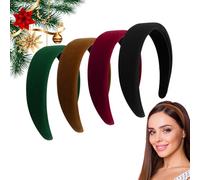 ZOCONE Pack of 4 Velvet Headbands, Women's Wide Headbands, Thick, Soft, Padded Headband, Elegant, Multicoloured, Non-Pressed Velvet Hairband for Women and Girls (Black, Wine Red, Green, Brown)