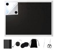 ZOCONE Portable Blackout Blind 100 x 145cm Black Out Blinds No Drill for Windows Fits Any Size, Temporary Blackout Blinds Stick On with 20 Self Adhesive Fasteners for Bedroom Nursery and Travel