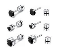ZOCOYUU 3 Pair Surgical Steel Screw Back Cubic Zirconia Stud Earrings Set for Women Girls, Hypoallergenic 20G Helix Piercing Jewelry Cartilage Earrings for Sensitive Ears(3 Pairs Black(4mm,5mm,4mm))