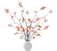 ZOCOYUU 4 Pcs Artificial Ficus Branches Faux Eucalyptus Stems, 95cm/35.4" Fake Stems Artificial Plants Olive Tree for Home Decor Tables Vases Garden Decoration (4 Pcs Faux Red Stems-35.4"/90cm)