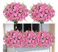 ZOCOYUU 9 Bundles Artificial Plants Fake Flowers for Spring Decoration Vase Silk Purple Morning Glory with Eucalyptus UV Resistant Greenery for Yard Garden Window Porch Patio Home (Rose Pink)