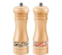 ZOCWJK 2PCS Salt and Pepper Mills, Solid Wood Spice Pepper Grinder with Strong Adjustable Ceramic Grinder Kitchen Cooking Tools(D-2pcs