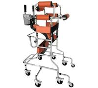 ZOCWJK 8 Wheel Walker with Wheels for Elderly, Foldable, Height and Width Adjustment, Ideal for Brain Palsy Rehabilitation in Adults with Disc (