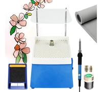ZOCWJK 9-Piece Professional Stained Glass Starter Set for Beginners with Automatic Water Grinder with 5/8” 1”Grinding Wheel/Soldering Iron Kit/Smoke Absorber/potholder/Consumables(