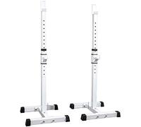 ZOCWJK Adjustable Squat Rack Barbell Stand - Height and Width Adjustment, Home Gym Weightlifting Bench Press Support, Load 200kg, 1 Pair, Easy to Put Together White