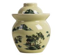 ZOCWJK Ceramic Pickle Jar with Lids,Large Traditional Chinese Porcelain Pickle Jar Pickling Jars,Ceramic Fermentation Crock with Water Seal Airlock Lid,Sauerkraut Crock A-10L (A-7L