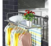 ZOCWJK Clothes Airer, Clothes Horse Portable Clothes Drying Rack for Balcony Railings Windowsill, Folding Towel Rack Indoor Outdoor Retractable Laundry Rack Stainless Steel Laun(Silver-68