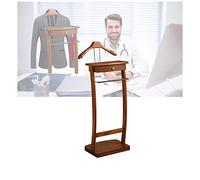 ZOCWJK Coat Rack Freestanding Clothes Valet Stand Wardrobe Valet Solid Wood Suit Valet Stand with Trouser Bar Jacket Hanger Tray Organizer Bearing 50Kg for Office Living Room,