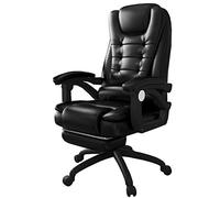 ZOCWJK Executive Office Chair Double Thick Structure Latex Cushion PU Computer Chair Waist Massage 130° Reclining Design with footrest Unisex (Black