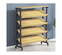 ZOCWJK Floor-Standing Magazine Rack, 4/5 Layer Newspaper Holders, Books Impurities Periodicals Storage Organizer, Exhibitions Malls Hospitals Offices Brochu(Wood Color-31.50x11.81x53.15in/80x30x135CM