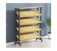ZOCWJK Floor-Standing Magazine Rack, 4/5 Layer Newspaper Holders, Books Impurities Periodicals Storage Organizer, Exhibitions Malls Hospitals Offices Brochu(Wood Color-23.62x11.81x53.15in/60x30x135CM