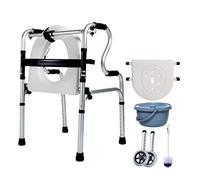 ZOCWJK Folding Walker with Wheels for Shower and Toilet for Elderly People | Folding Walker with 2 Wheels - Height Adjustable - Transport Chair with So (