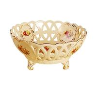 ZOCWJK Fruit Basket Ceramic Fruit Plate Pastoral Hollow Fruit Basket Tea Table Decoration Snack Basket Exquisite Storage Basket Decorative Fruit Bowl(