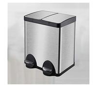 ZOCWJK Garbage Recycling Bin Stainless Steel Pedal Trash Can Double Bin Garbage Sorting Trash Bin Large-Capacity Covered Closable Trash Bin, 40L/10.5 Gallon Kitchen Trash Can,